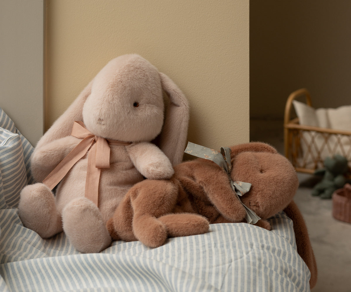 Sleeping Small Plush Bunny - Soft Brown