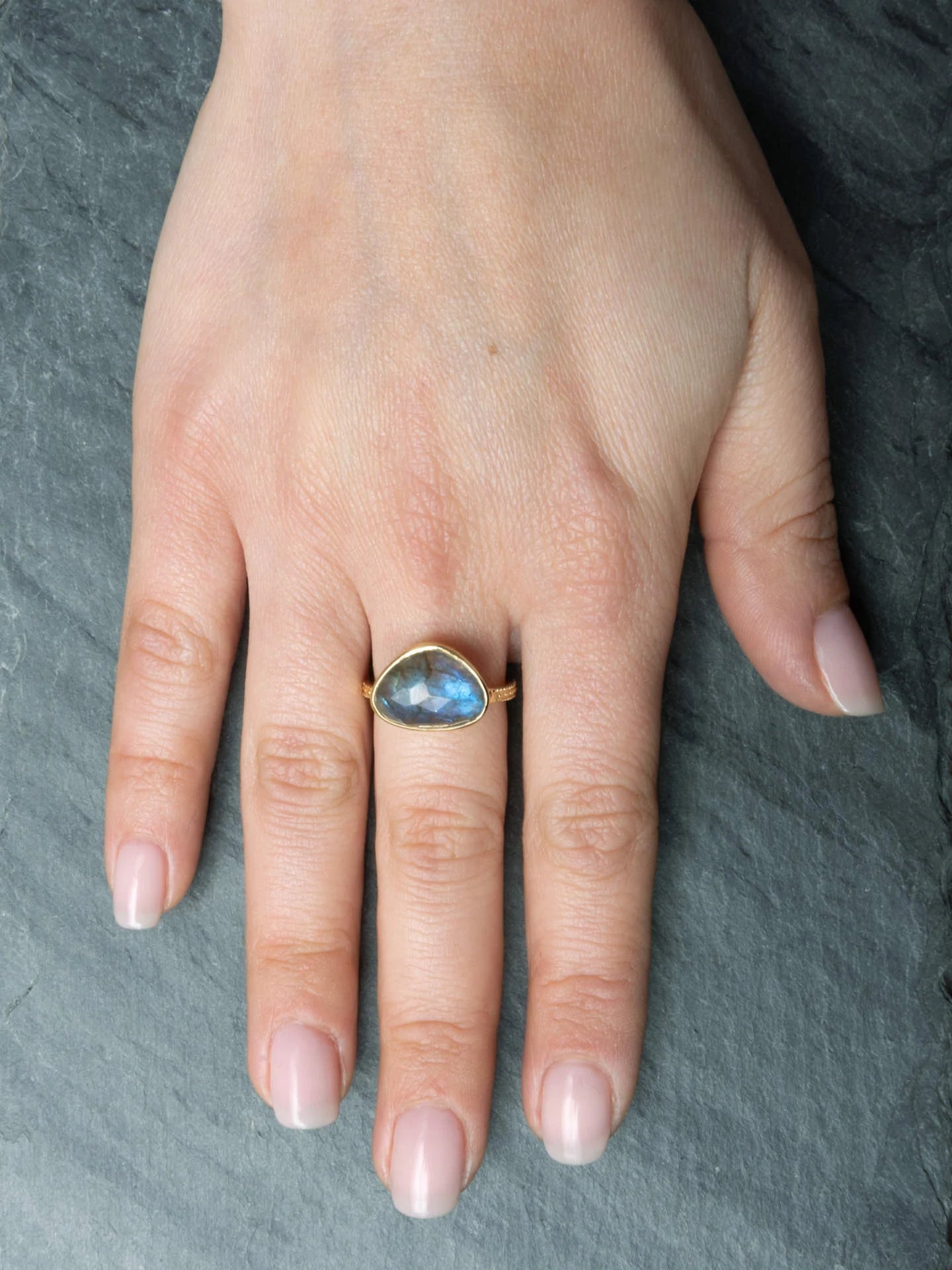 Vermeil Aqua Chalcedony Zen Ring