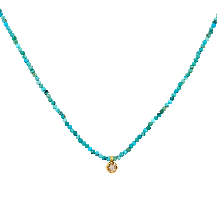 Turquoise + Diamond +18K Necklace