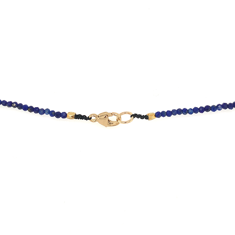 Lapis + Diamond + 18k Beaded Necklace