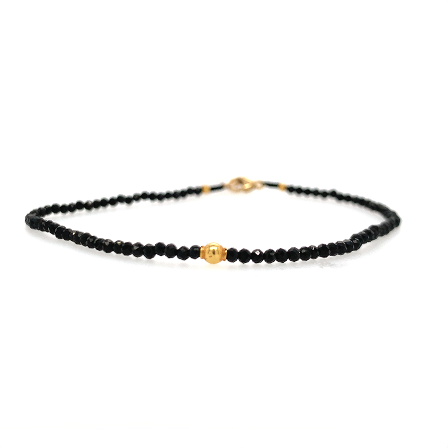 Black Spinel + 18k Rice Bracelet