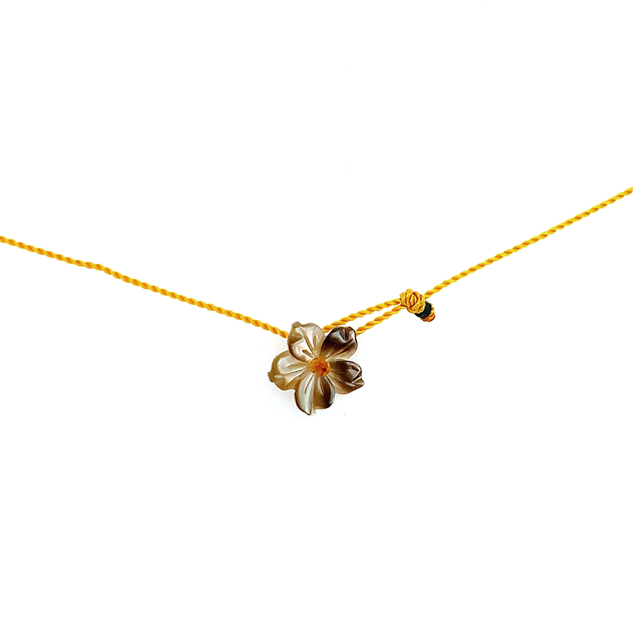 Circle Talisman Necklace on Mustard Nylon