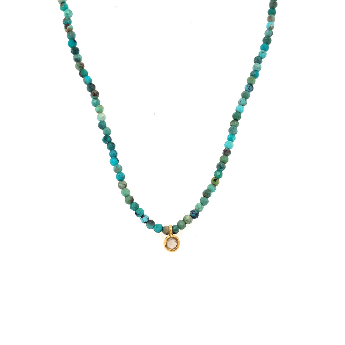 Turquoise + Diamond Bead Necklace