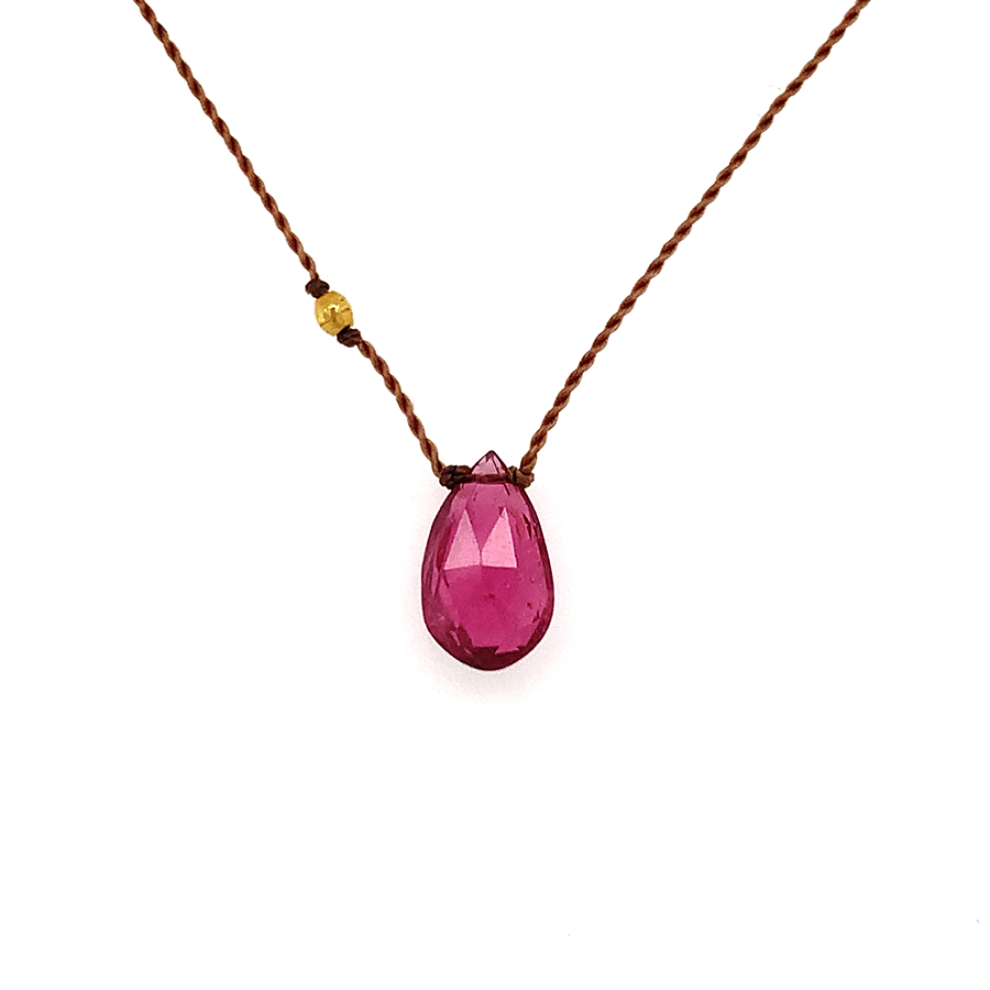 Faceted Droplet Necklace - Pink Tourmaline