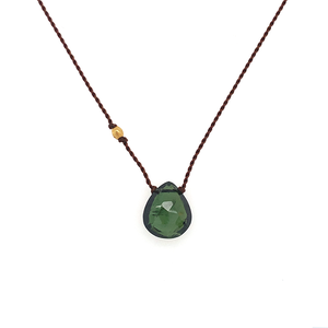 Faceted Droplet Necklace - Green Tourmaline