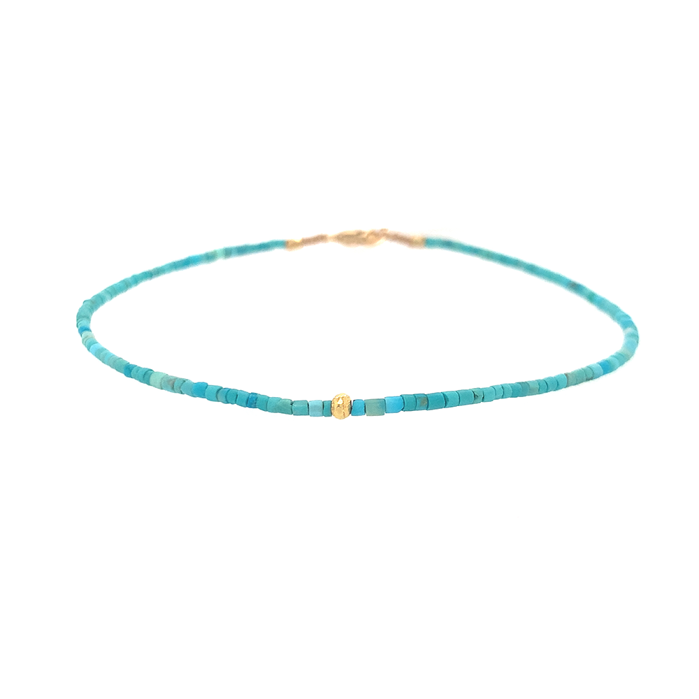 Beaded Heishi Turquoise + 18k Bracelet