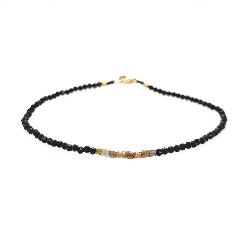 Black Spinel + Cognac Diamond Bead Bracelet