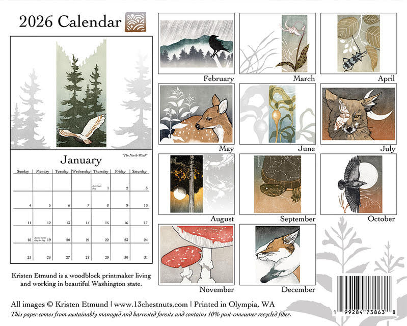 2026 Woodblock Calendar