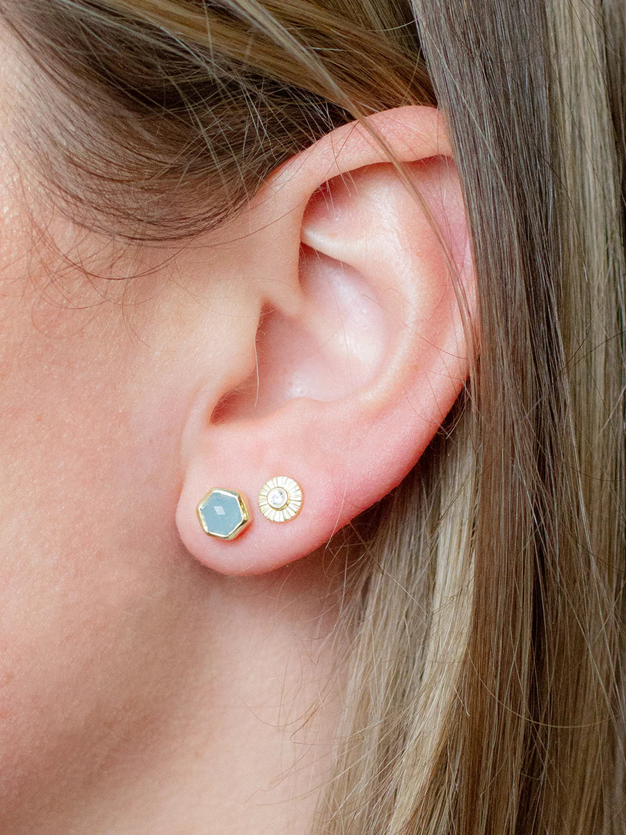 Vermeil Hex Gemstone Studs