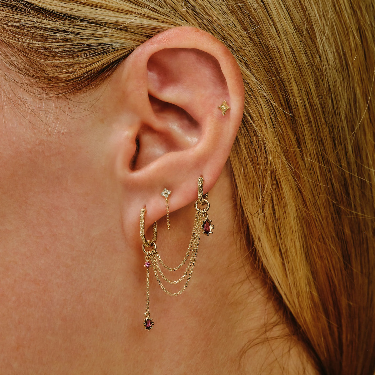 Diamond Dala Loop Chain Studs - SINGLE