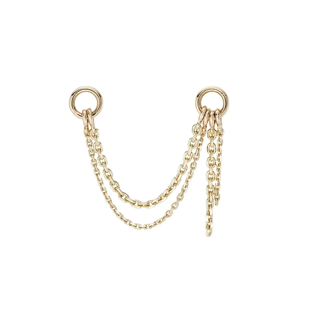 Gold Double Chain Add-On Earring Plaque - SINGLE