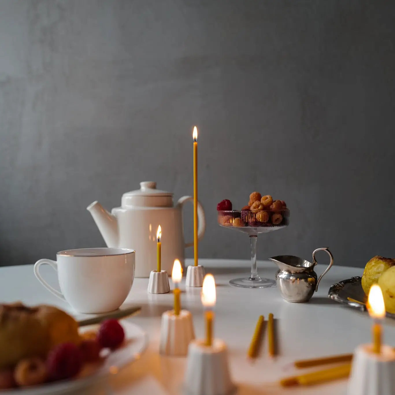 Fluted Porcelain Candle Holder - Matte White