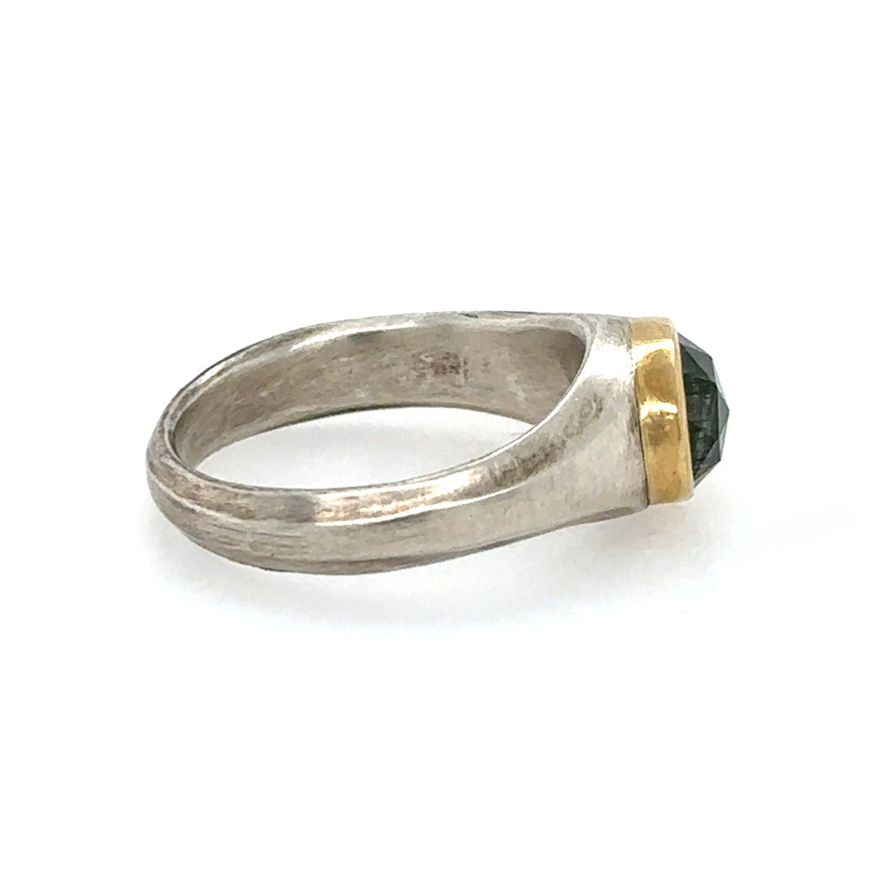 Tourmalinated Peridot Carved Solitaire Ring