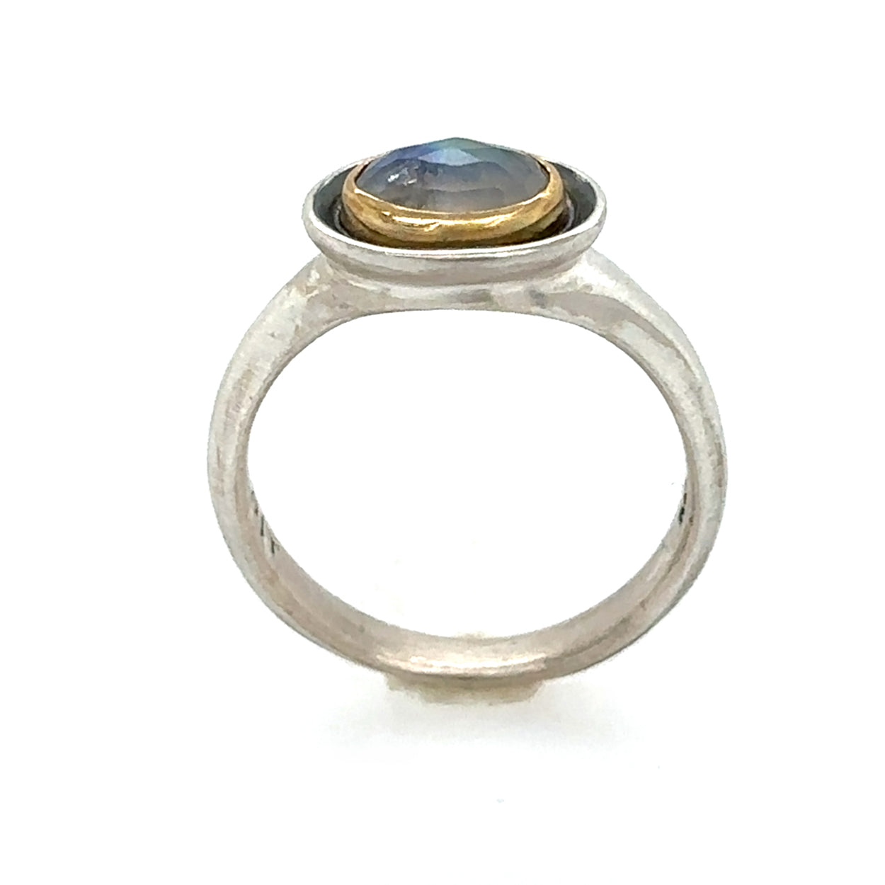 Rainbow Moonstone Ripple Solitaire Ring
