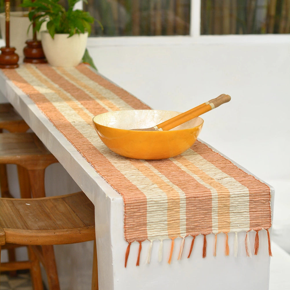 Vetiver Table Runner - Orange Apricot Stripe