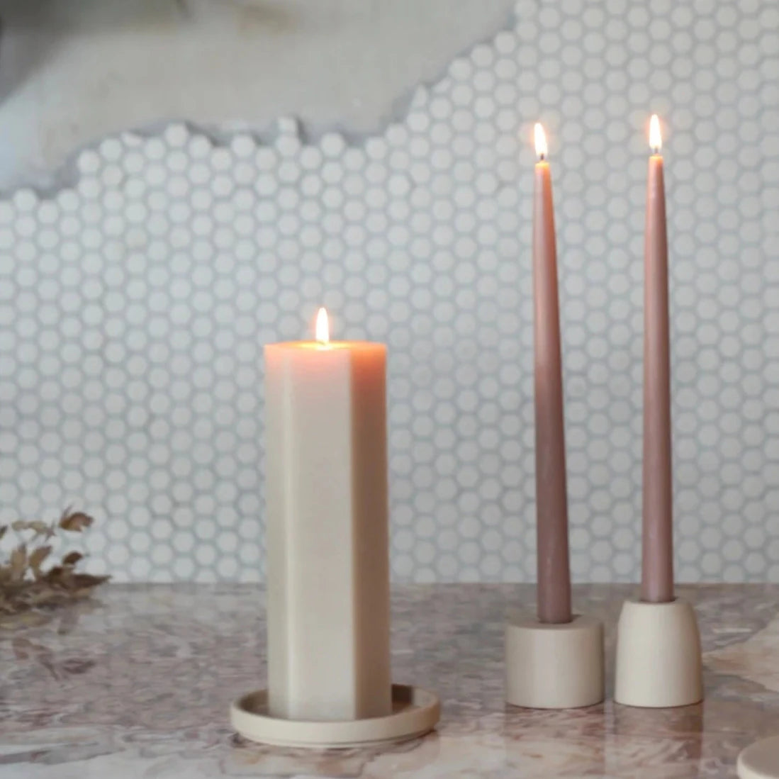 Ceramic Petite Taper Holder - Sand