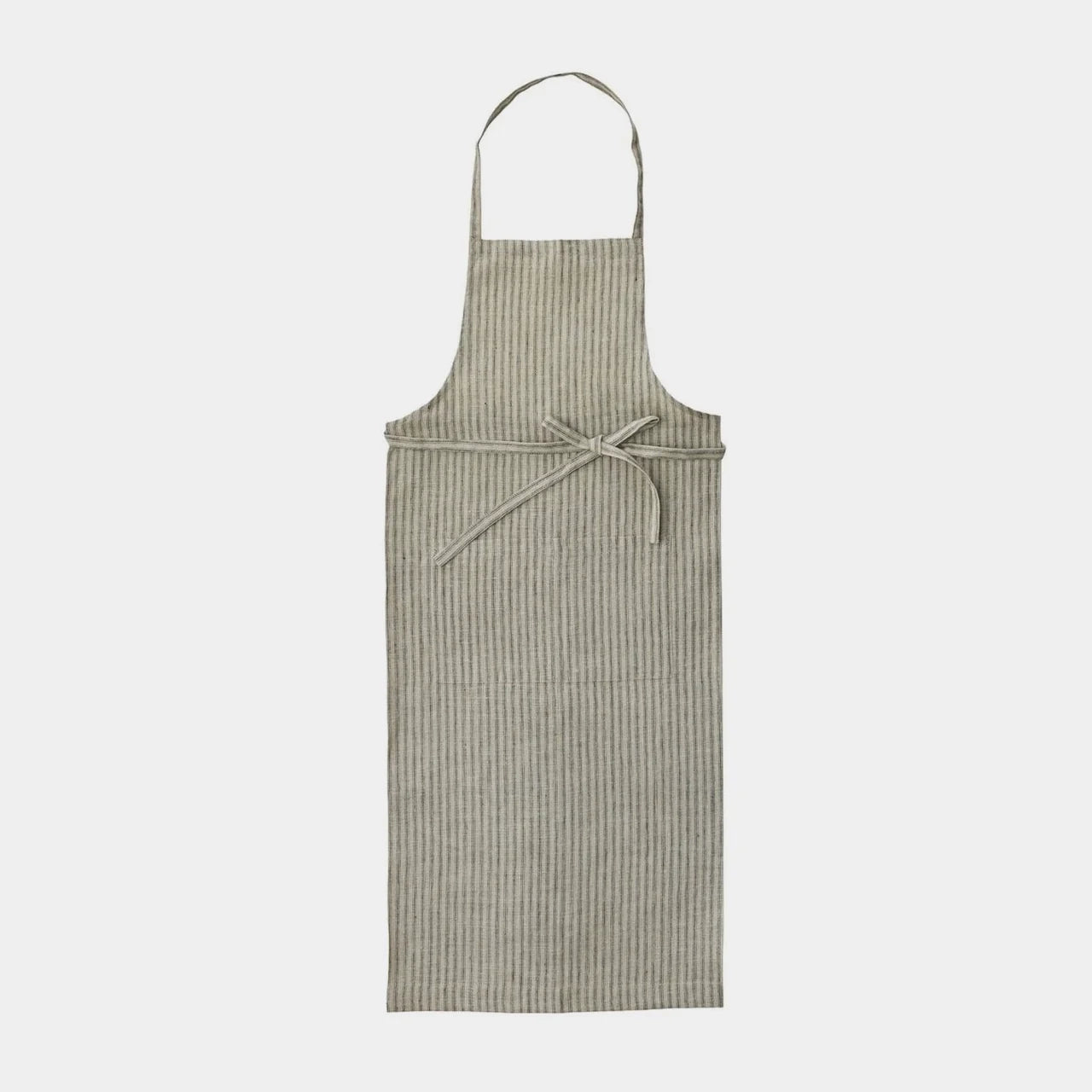 Linen Full Apron - Natural/Black Ticking Stripe