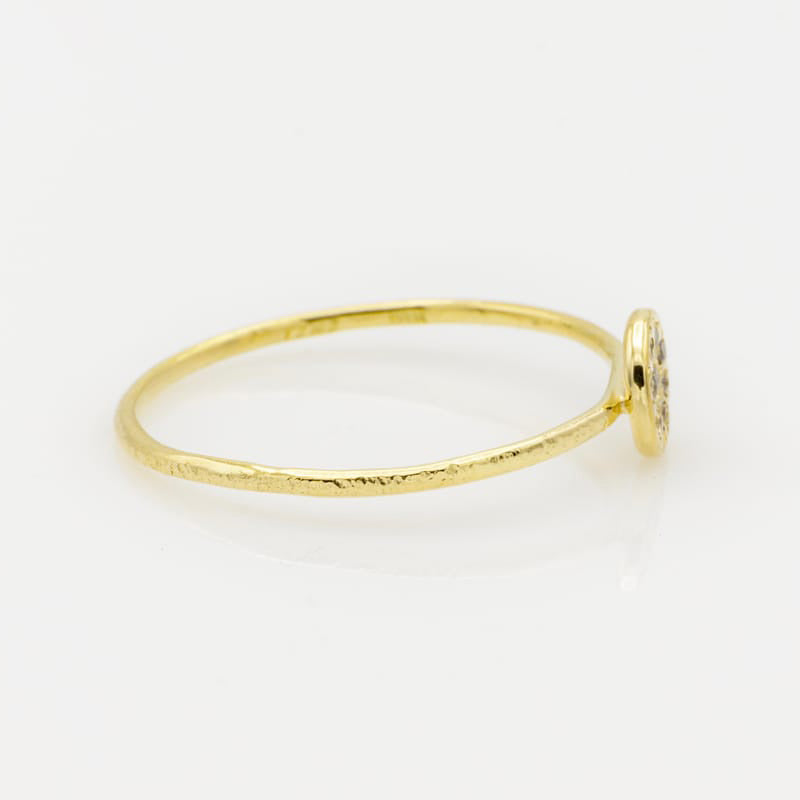 14K Diamond Disk Ring on Gold Band