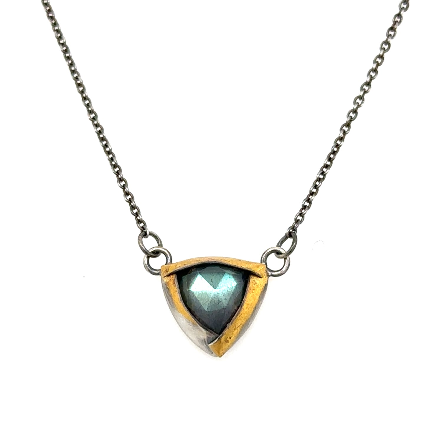 Small Labradorite Trifold Keum-Boo Necklace