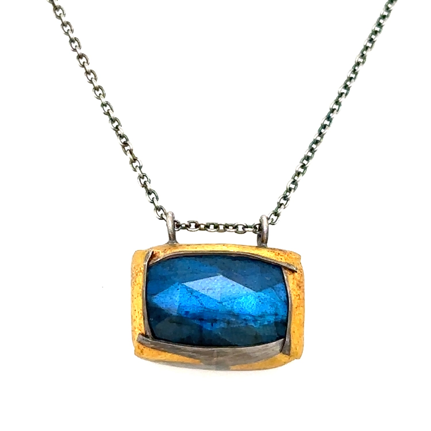 Labradorite Rectangle Keum-Boo Necklace