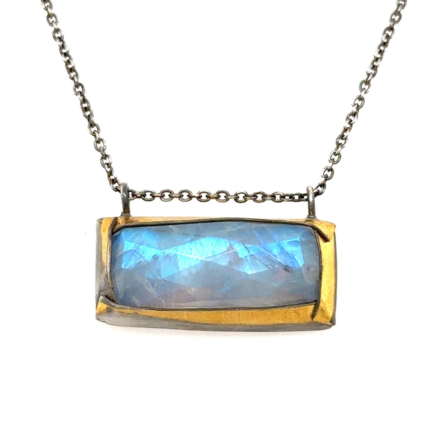Moonstone Rectangle Keum-Boo Necklace