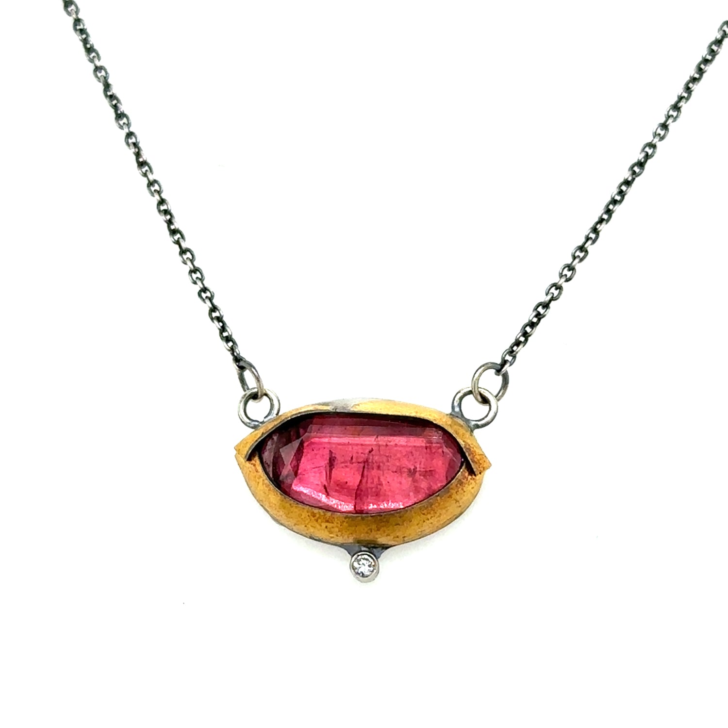 Pink Tourmaline + Diamond Keum-Boo Necklace