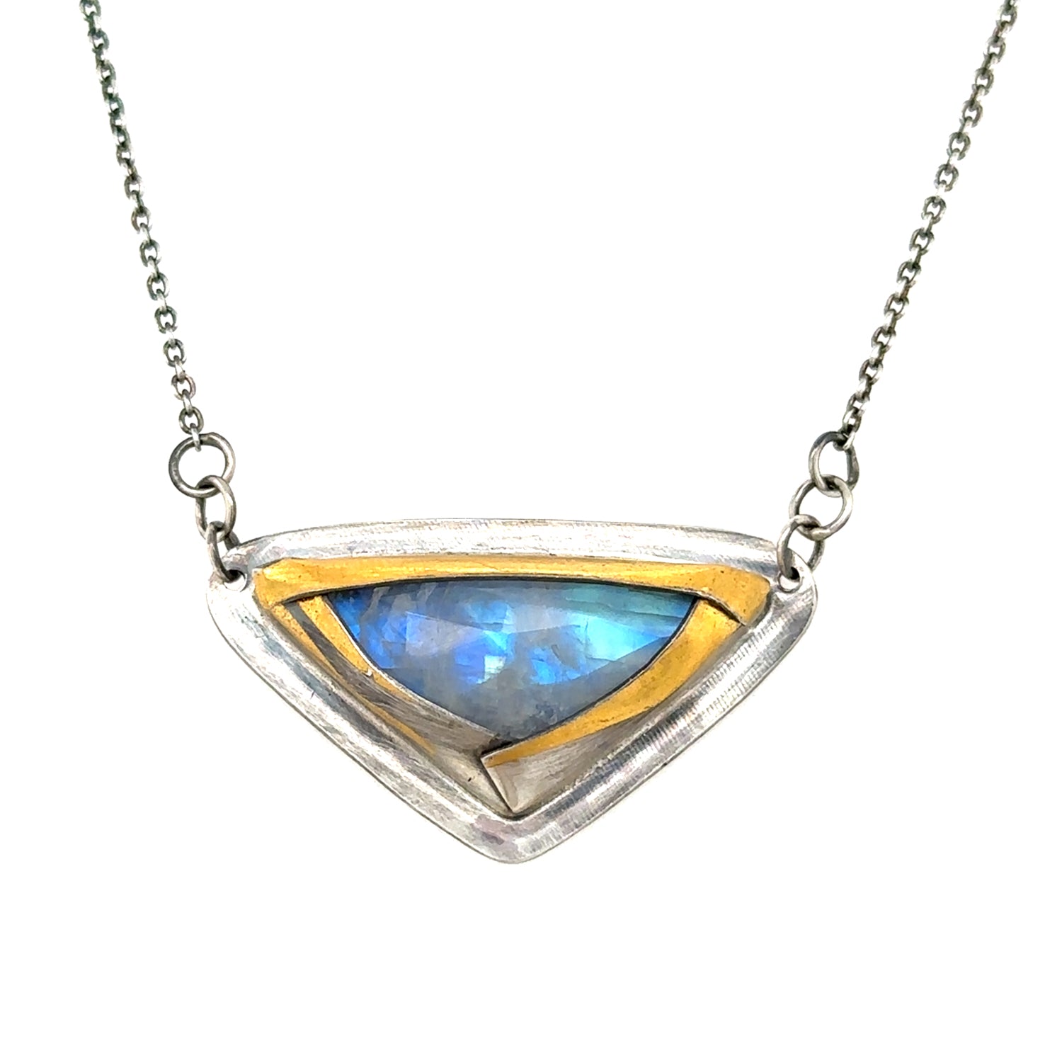 Rainbow Moonstone Trifold Keum-Boo Necklace