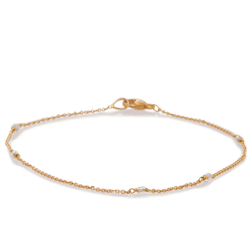 Slinky Grey Diamond Bead Bracelet (18k Yellow)