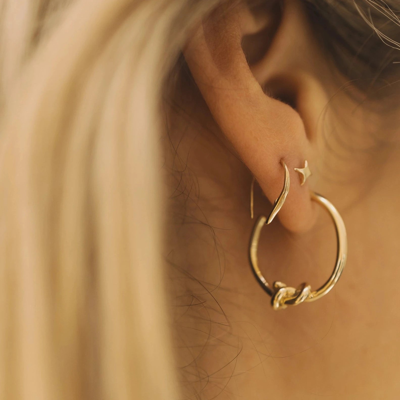 Knotted Billie Hoops - Gold