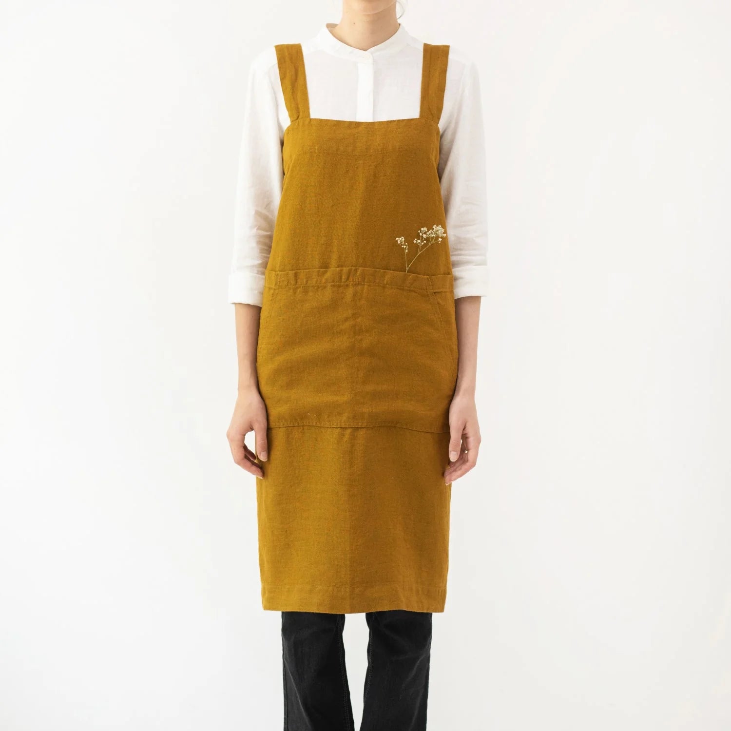 Linen Tales Pinafore Apron - Bronze Linen Tales Pinafore Apron - Bronze