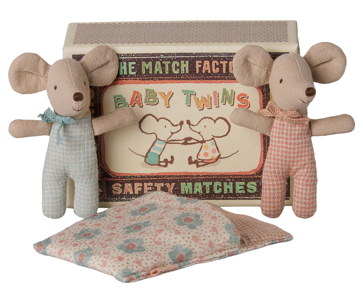 Baby Twins Mice in Matchbox