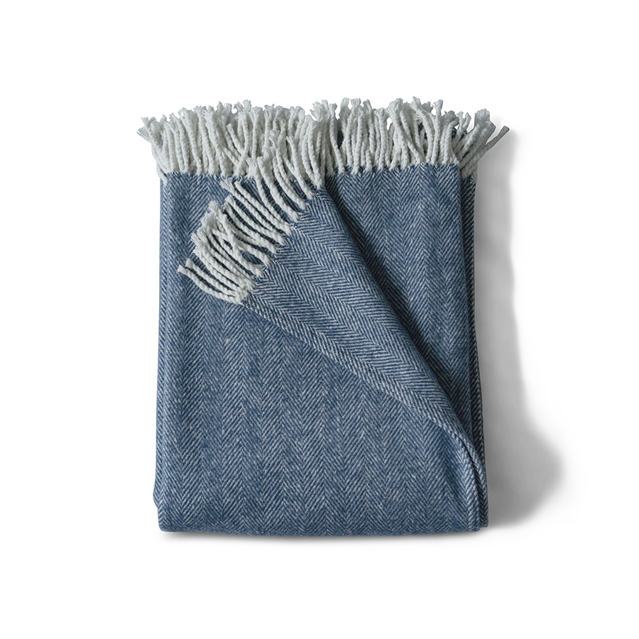 Cotton Herringbone Throw - Dusk
