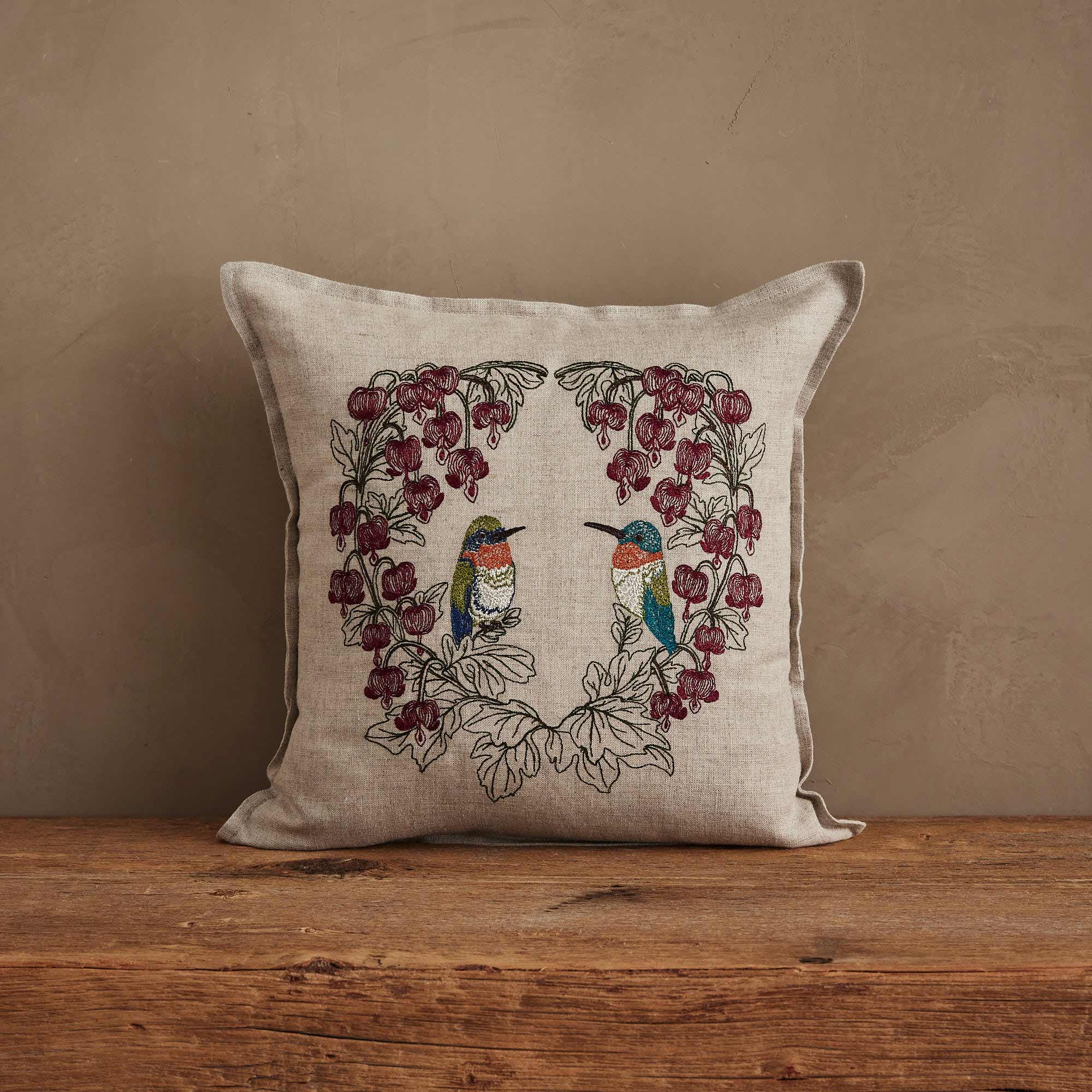 Hummingbird Hearts Pillow