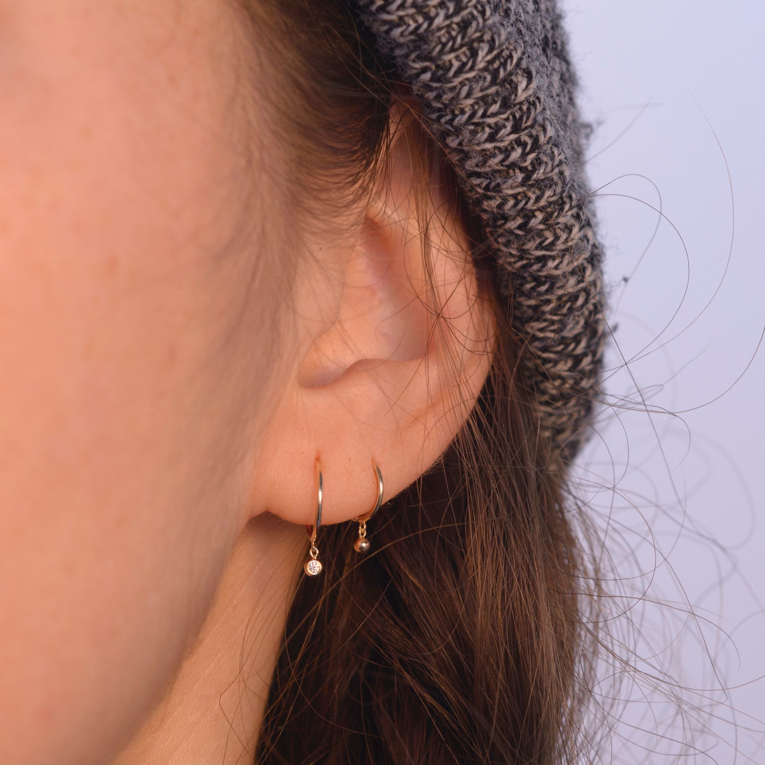 Gold Infinity Hoop with Diamond Droplet