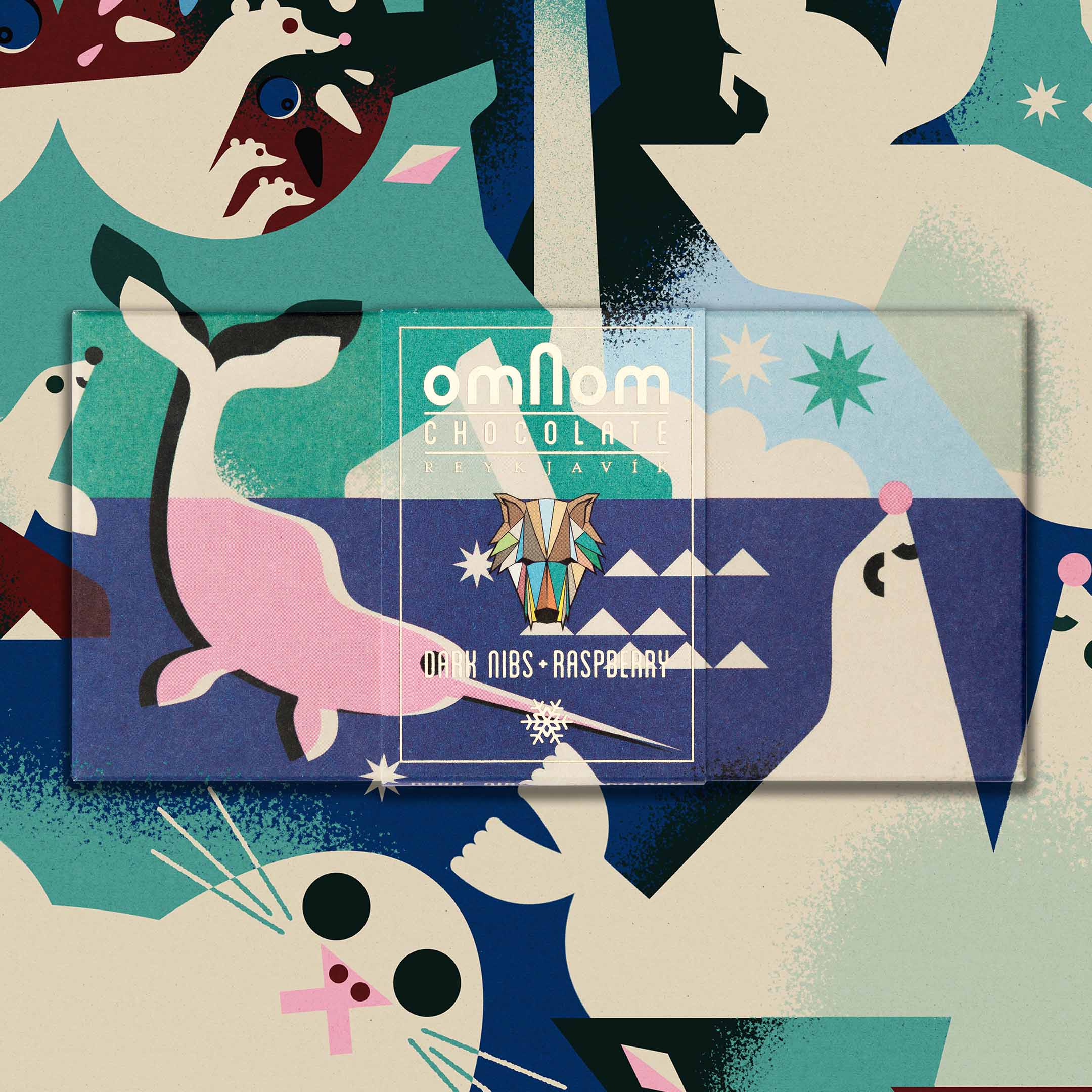 Omnom Holiday Bar - Dark Nibs + Raspberry Chocolate