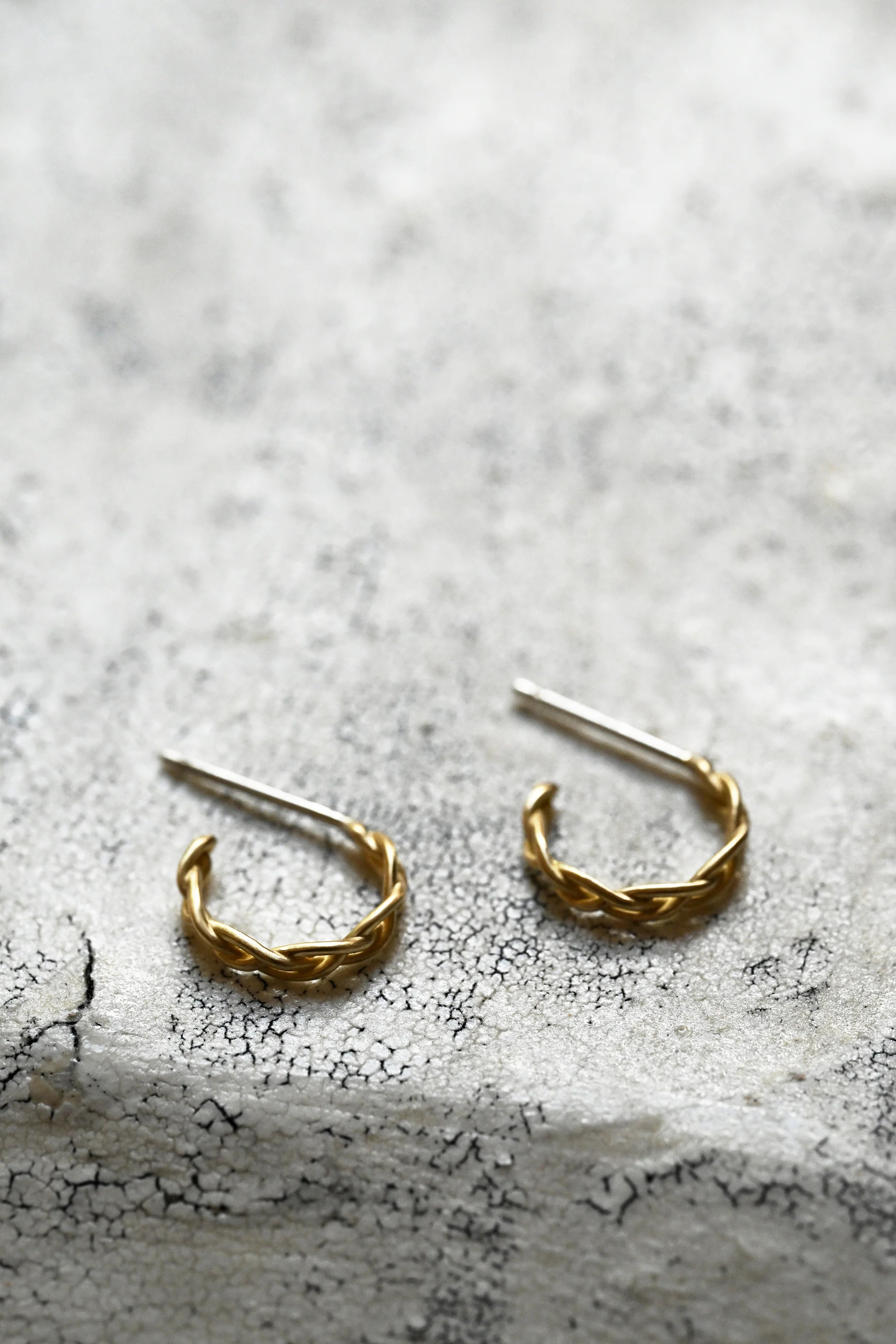 Small Braided Brass Hoop Earrings