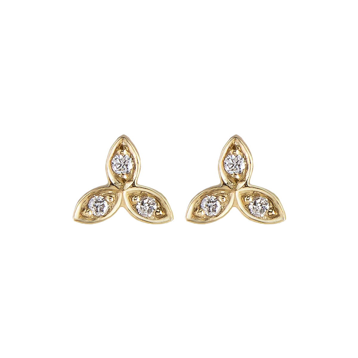 9k Diamond Pinwheel Trio Studs