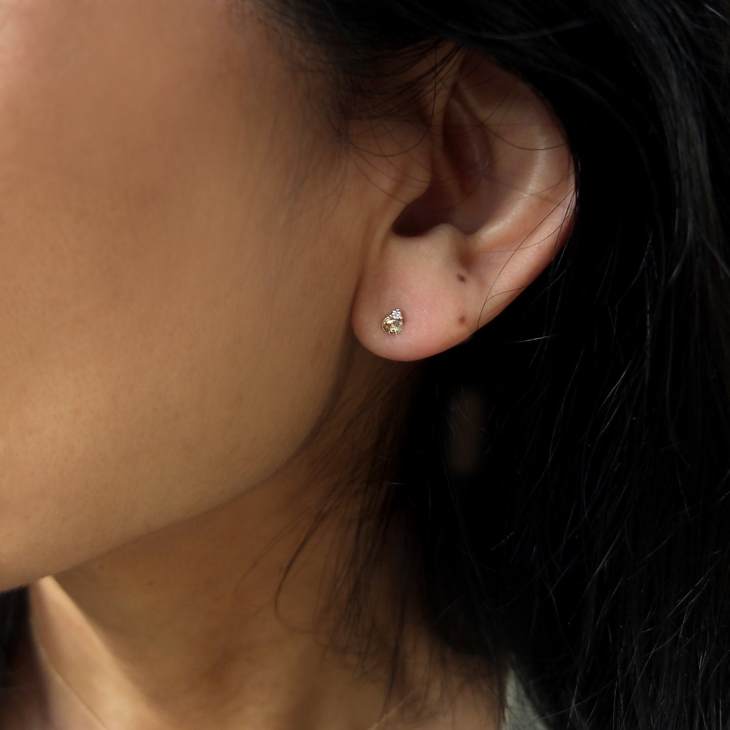 14k Lily Pad Diamond Studs