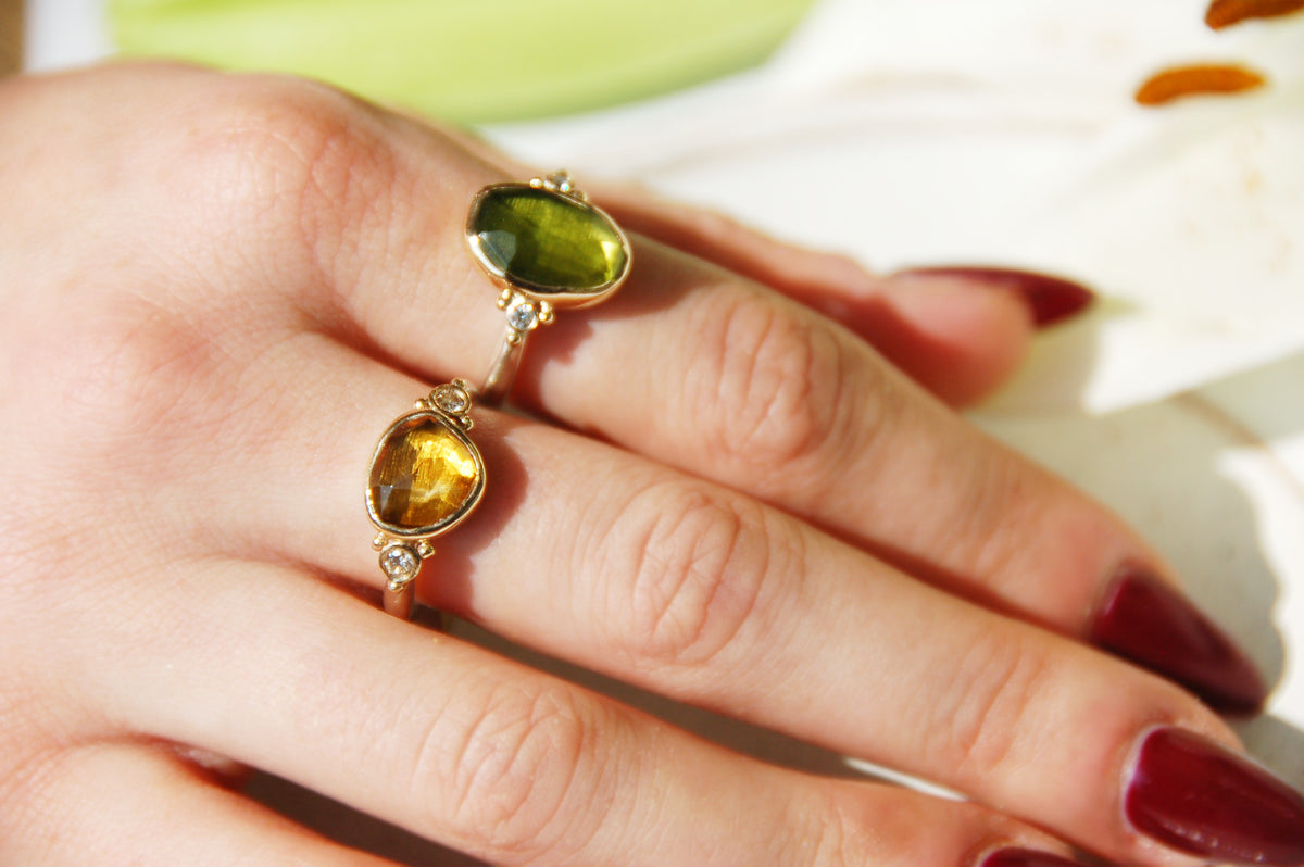 Abbi Golden Citrine Ring with Diamonds