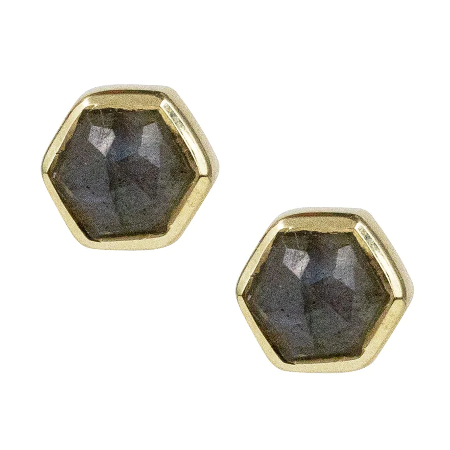 Vermeil Hex Gemstone Studs