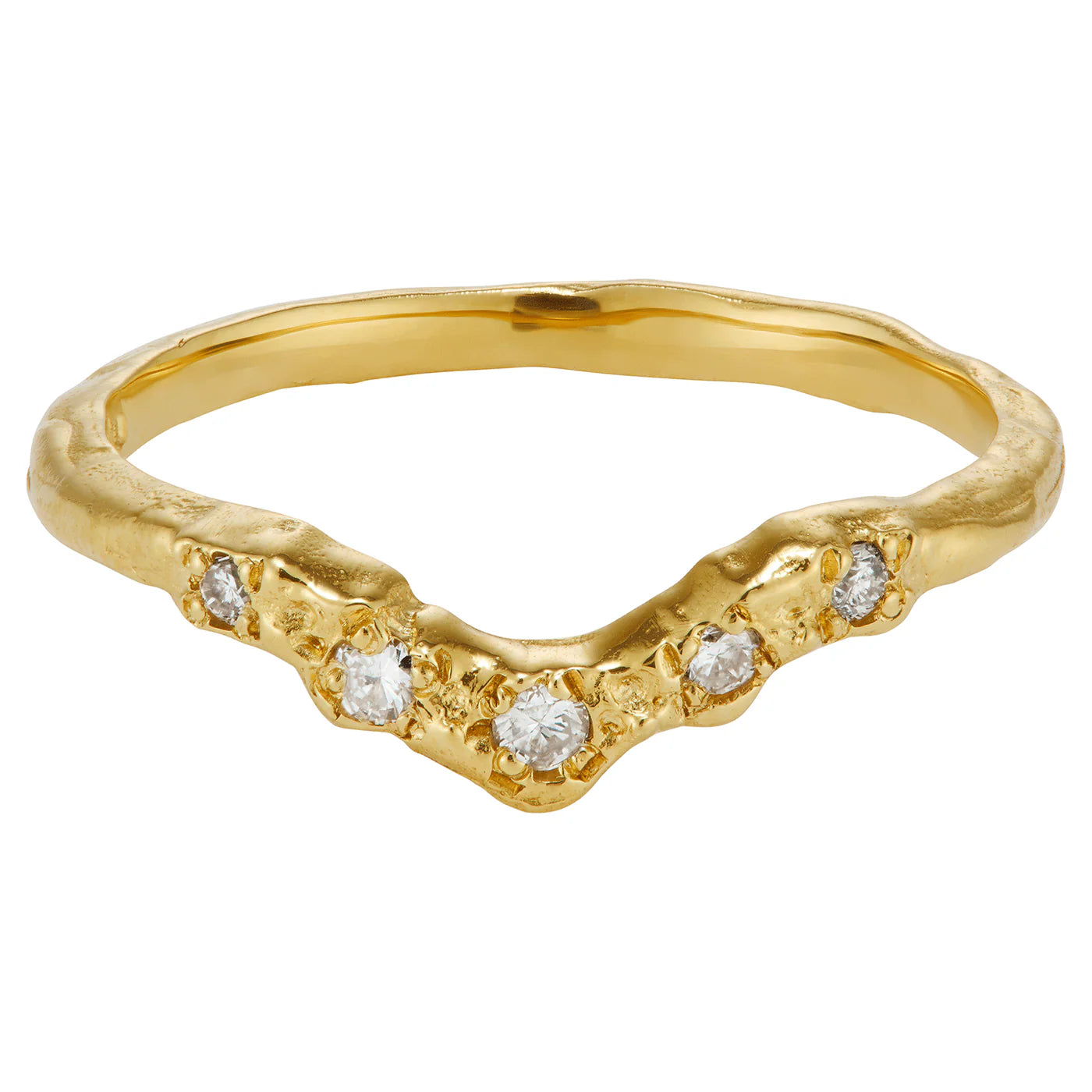 V Shape Icy White Diamond Ring