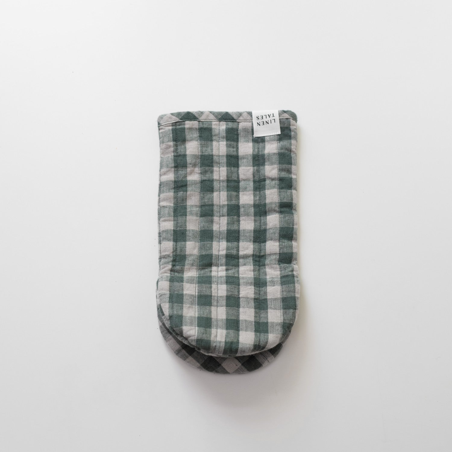 Linen Oven Mitt - Forest Green Gingham