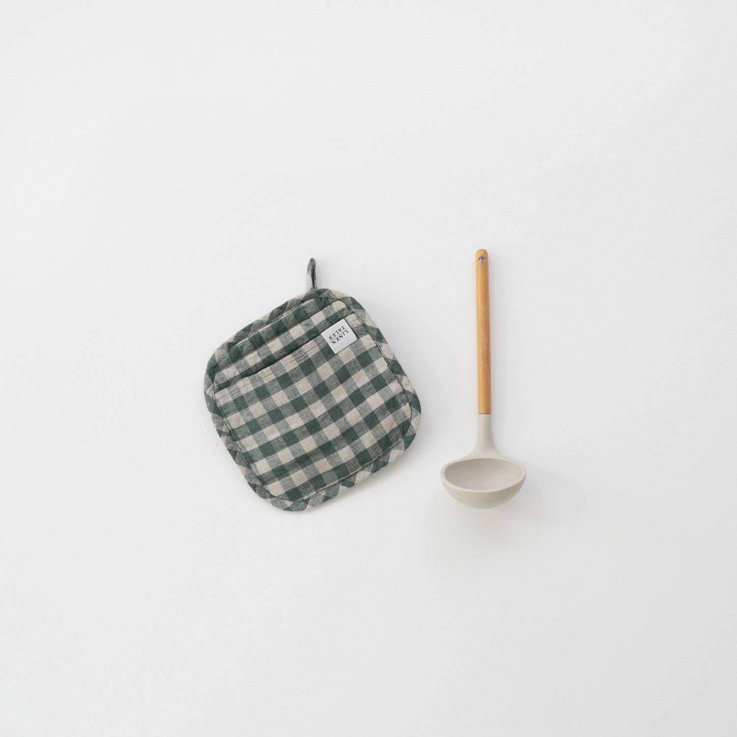 Linen Pot Holder - Forest Green Gingham