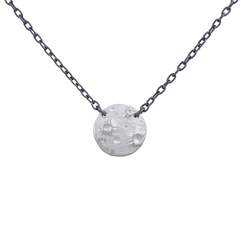 Silver Full Moon Pendant Necklace
