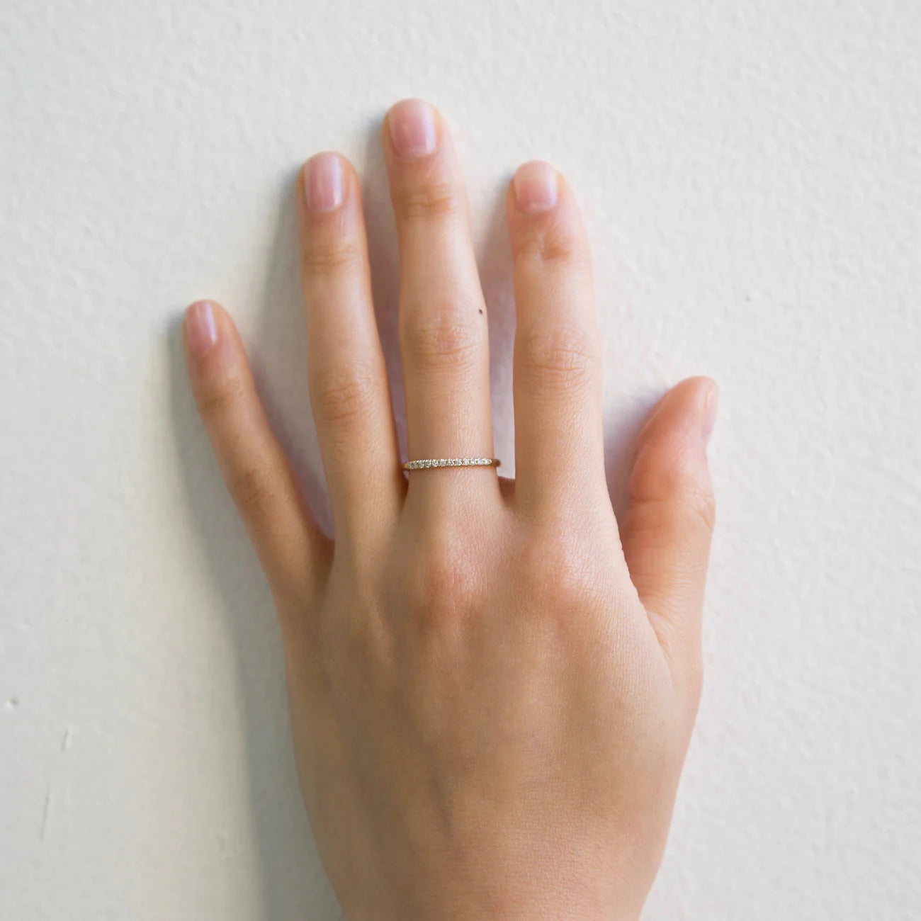 14K Half Round Semi Pave Diamond Ring