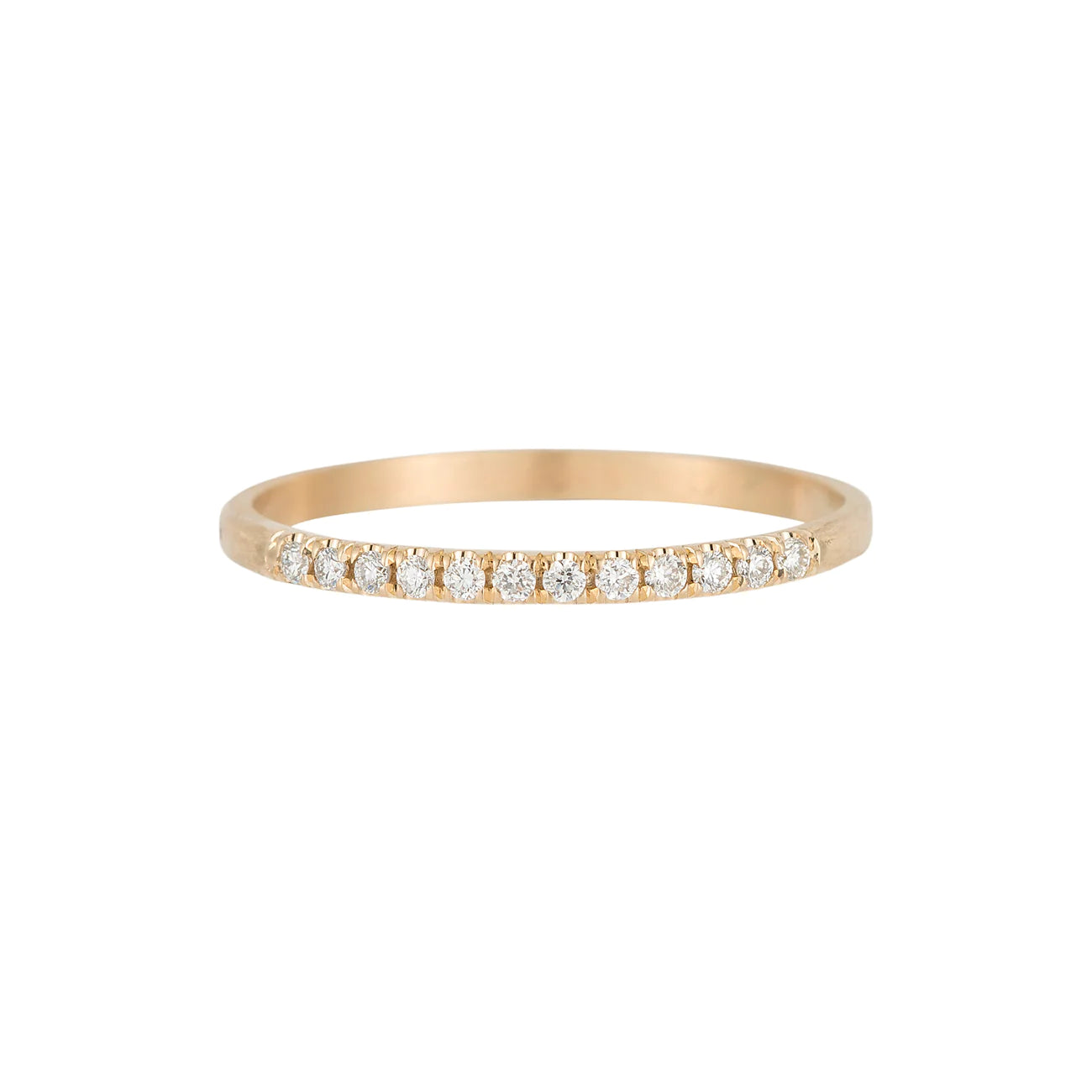 14K Half Round Semi Pave Diamond Ring