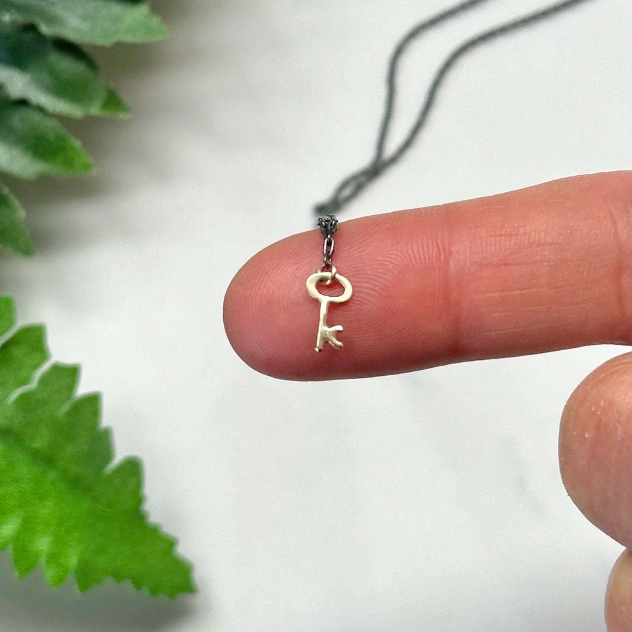 Tiny Mixed Metal Key Necklace