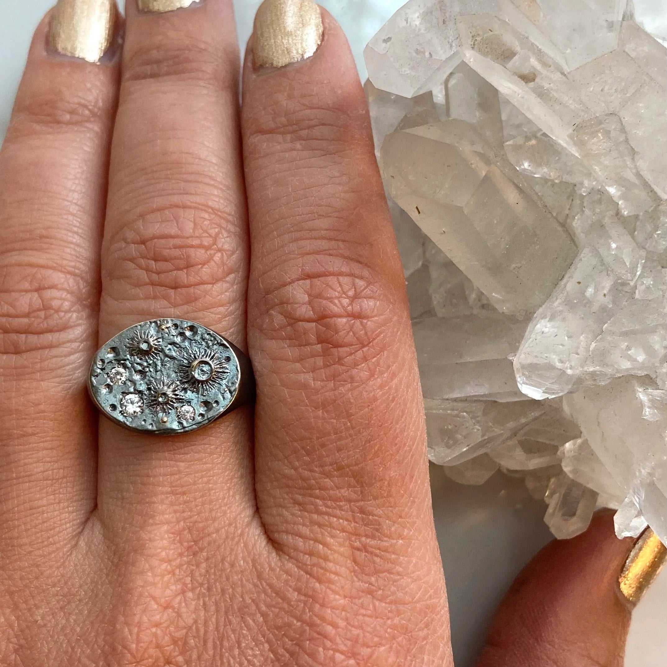 Oval Moon Signet Ring