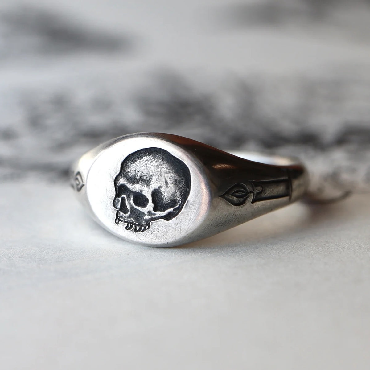 Memento Mori Signet Skull Ring
