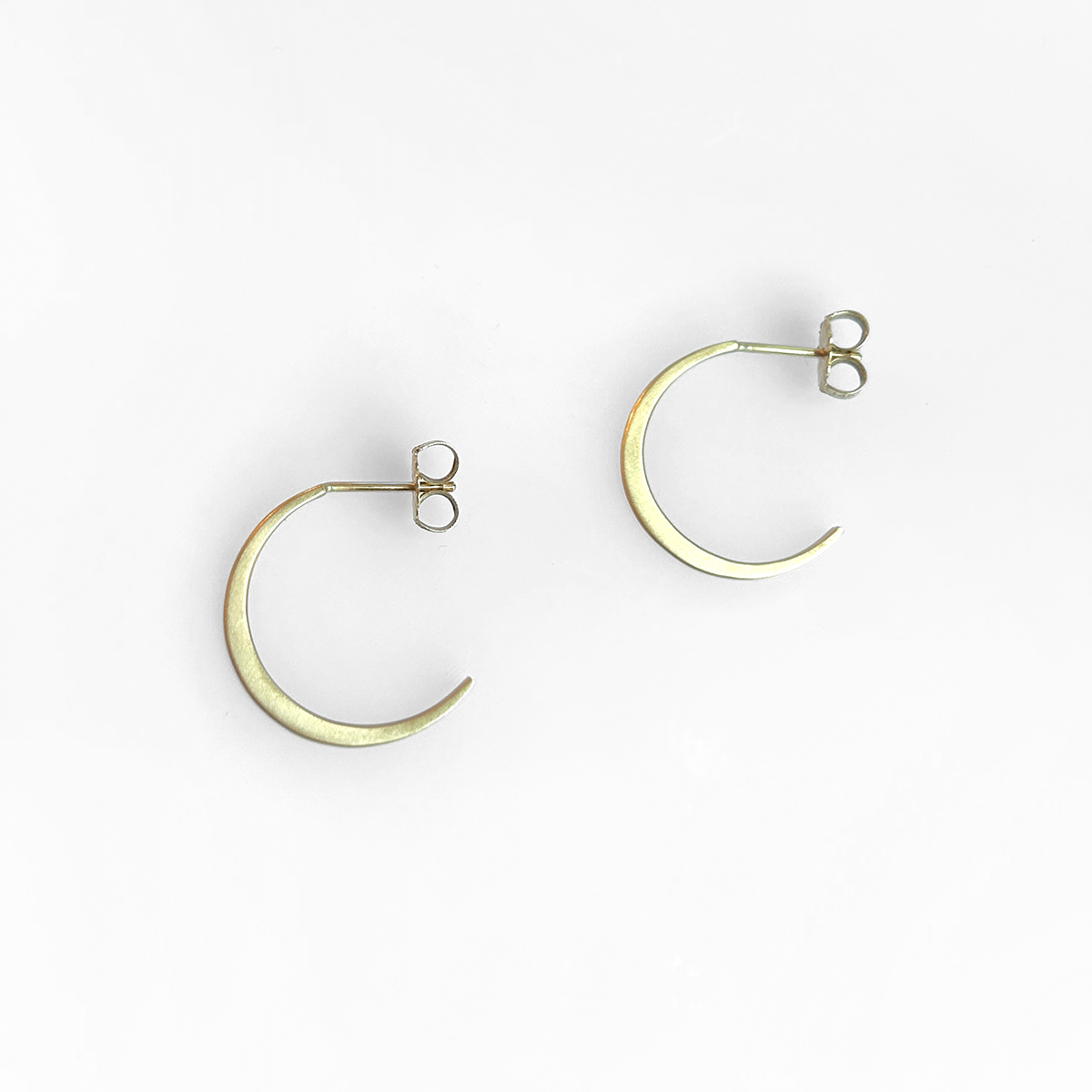 14k Crescent Hoop Studs